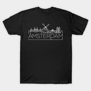 Amsterdam skyline line art T-Shirt